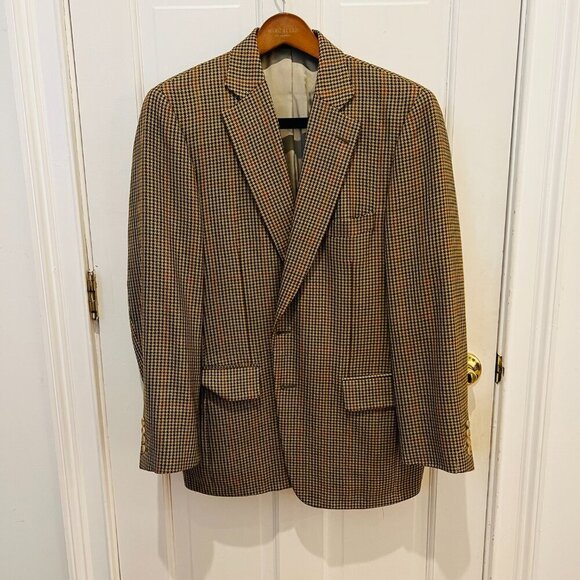 Paul Stuart Brown Gun Club Check Windowpane Tweed Wool Ticket Pocket Bla… - Picture 16 of 16